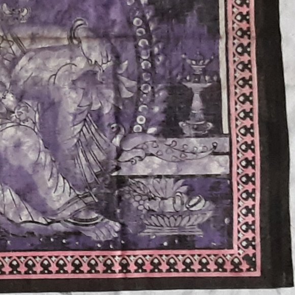 Hindu Ganesh Tapestry Wall Hanging Screen Printed Cotton 31.5" x 23" Unmounted - Picture 9 of 9